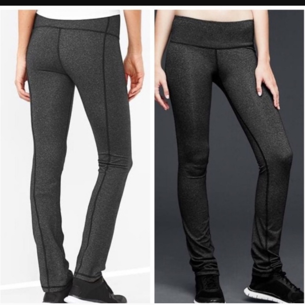 GapFit straight leg yoga pants in marled charcoal gray